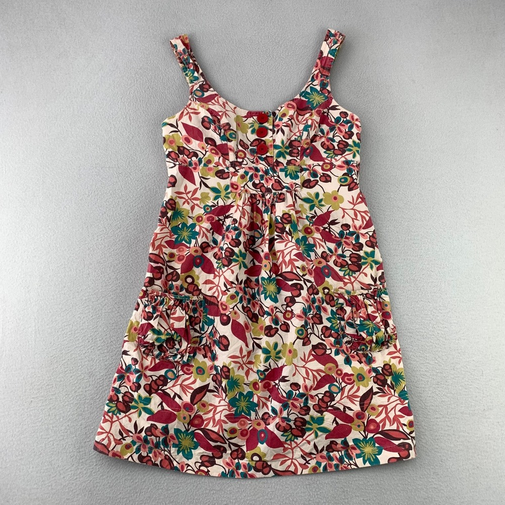 Fire Los Angeles Floral Mini Dress Women Medium Pink Cotton Sundress Sleeveless